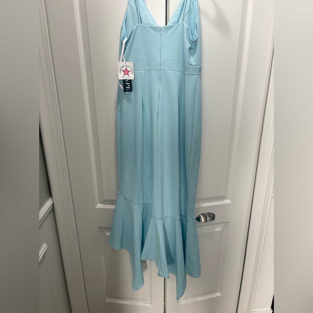 XSCAPE- Asymmetrical Light Blue Dress - Picture 3 of 5